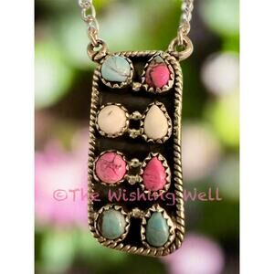Cotton Candy Turquoise | Bar Necklace | 925 Sterling Size 18-20”